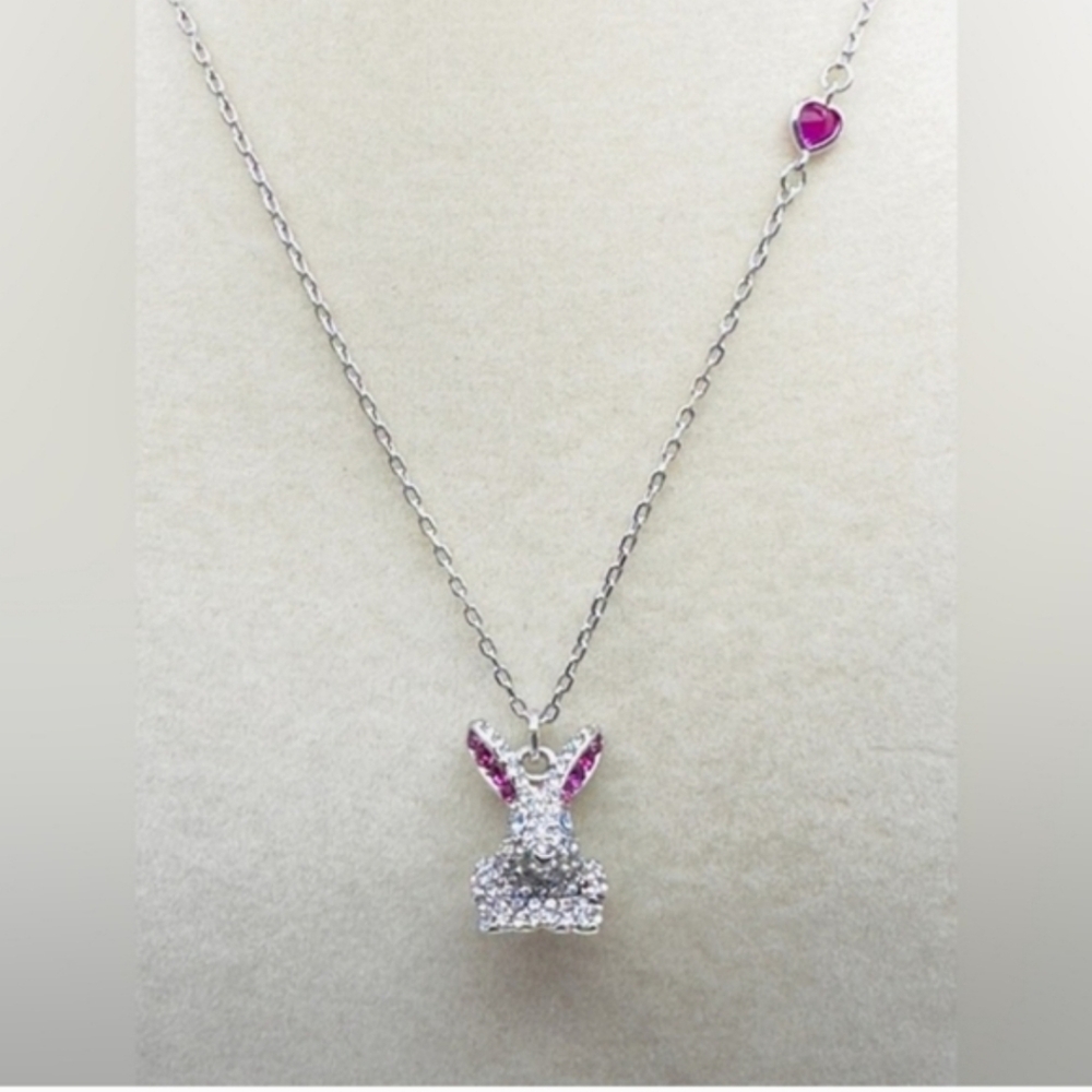 Kate Spade Silver Bunny Pendant Necklace with Pink Accents - Picture 9 of 9